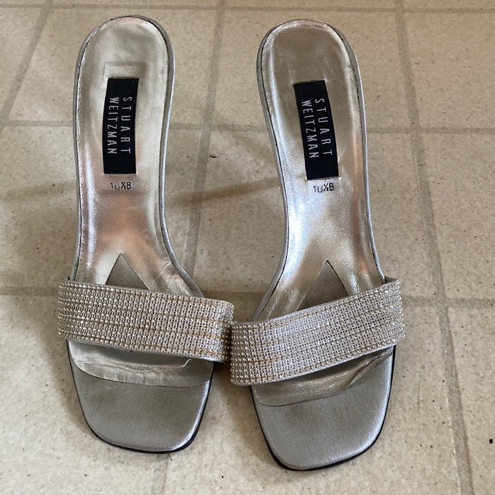 Stuart Weitzman Silver Rhinestone Heels